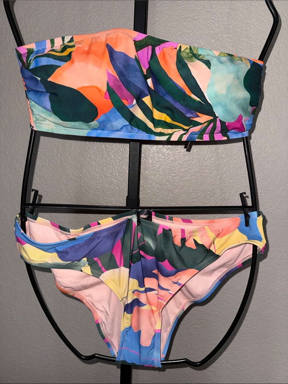 Palisades Beach Club Tropical Multicolor Bandeau Bikini Set NWT size XL